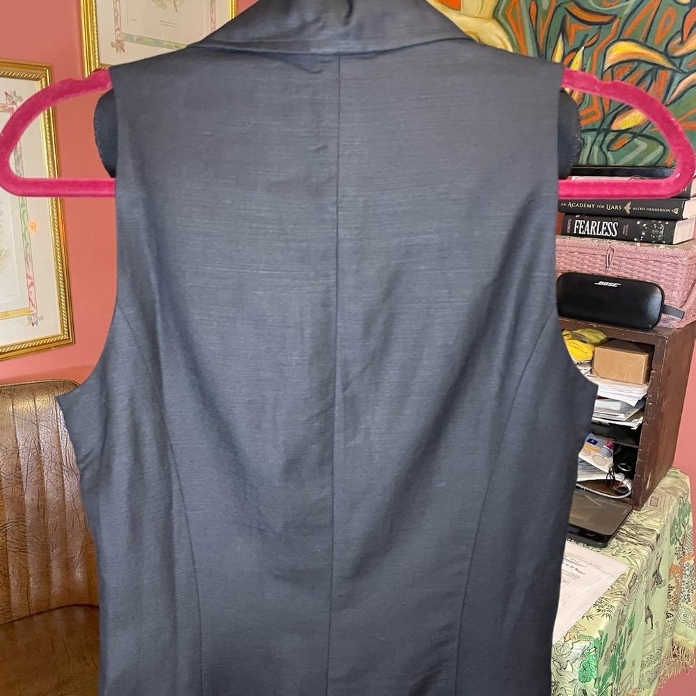 Vintage 90s J. Crew Black Linen Blend Button Down Collar Maxi Dress Size 4 - Picture 3 of 7